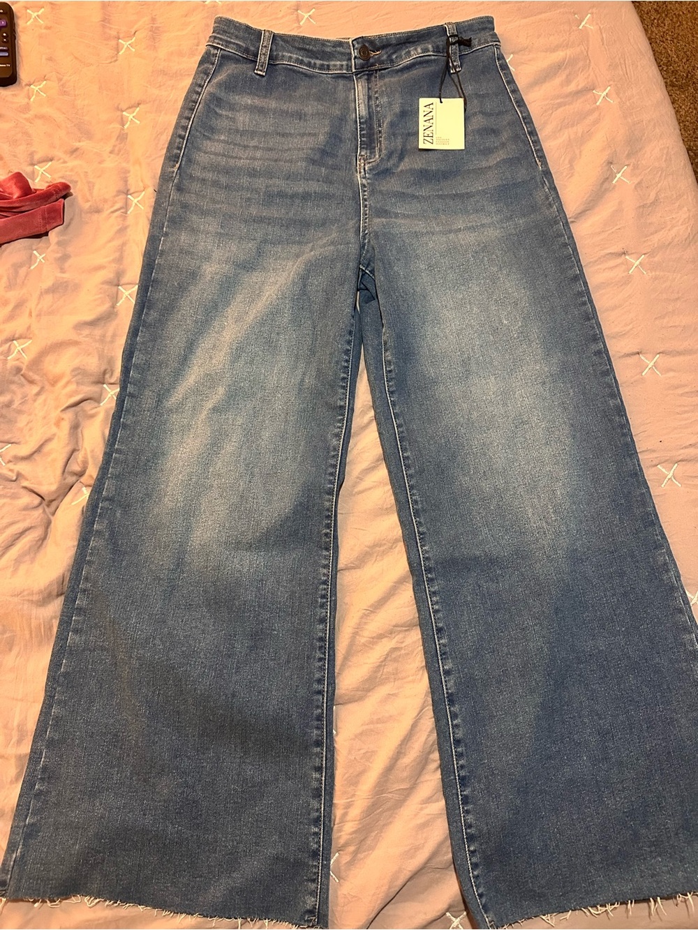 Zenana High-Rise Wide-Leg Jeans in Medium Blue
